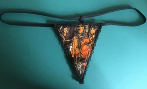 Womens ORANGE TIMBER CAMO Gstring Thong Sexy Camoflauge Underwear - Picture 1 of 1