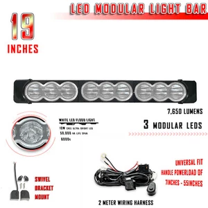 19" 90W CREE FLOOD LED barra de luz desmontable todoterreno con arnés de relé - 6K blanco - Imagen 1 de 6