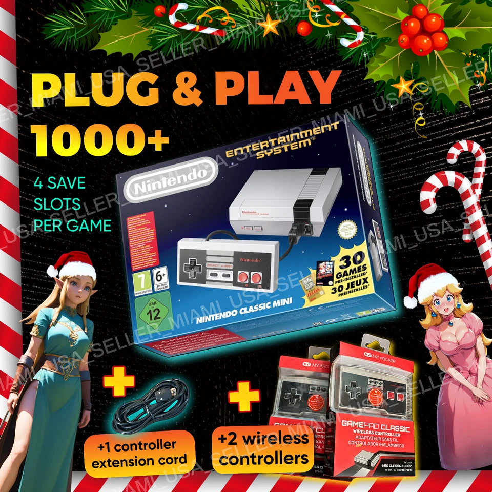 Consola Nintendo NES Mini Classic Edition HDMI Juegos 1000 + Cable de Extensión Gratis Foto 1 de 4