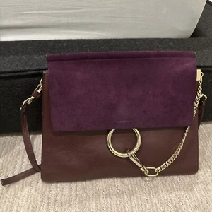 Chloe Faye Shoulder Bag Medium Leather and Suede Brown - Picture 1 of 5