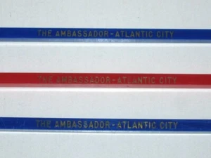 Lot of 3 Vintage 1950s AMBASSADOR Hotel ATLANTIC CITY Cocktail Swizzle Sticks! - Picture 1 of 3
