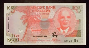 1994 MALAWI 5 Kwacha | UNC | BR908184 - Picture 1 of 2