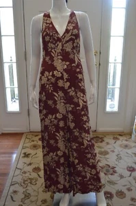 Womens MNG Burgundy Floral Halter Jumpsuit Size 8 - Picture 1 of 5
