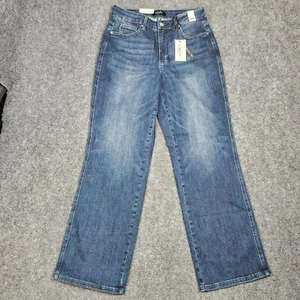 Judy Blue Jeans Womens 14W High Waist Straight Dark Blue Wide Leg Stretch Pants - Picture 1 of 16