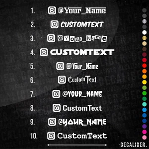 Instagram Custom Text Various Styles Sticker - Many Colours & Sizes - Username - Picture 1 of 28