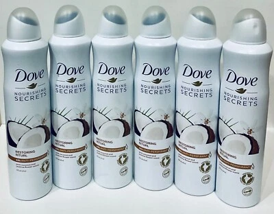 Dove Antiperspirant Body Spray Coconut Restoring Ritual 250 ml/8.45 oz (6 Pack) - Image 1 of 3