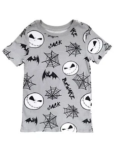 Disney Boys Gray Nightmare Before Christmas Short Sleeve Halloween Shirt - Picture 1 of 2