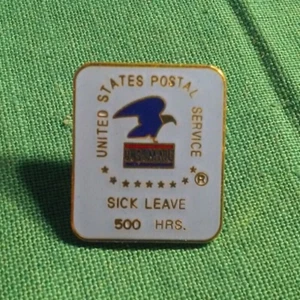 USPS Post Office Sick Leave 500 Hours Vintage Metal & Enamel Award Lapel Pin - Picture 1 of 3