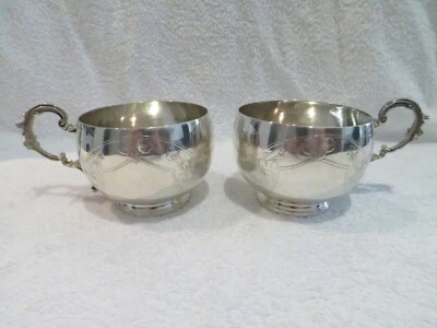 Precioso 1900 francés 950 plata 2 tazas de desayuno art nouveau st H Lapeyre Foto 1 de 4