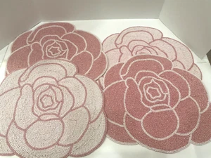 Set of 4 Glass Beaded PLACEMAT CHARGERS Pink Flower Rose R.L.K By Leila's Linens - Picture 1 of 15