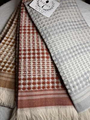 BIANCA KITCHEN TOWELS (3) GRAY RED RUST MADE IN PORTUGAL 100% COTTON 20 X 28NWT - Image 1 of 4