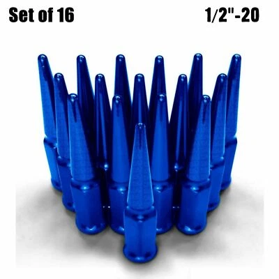 Steel Spike Lug Nuts 1/2" Fit Fox Body Ford Mustang Fairmont EZGO Golf Cart BLUE - Image 1 of 4