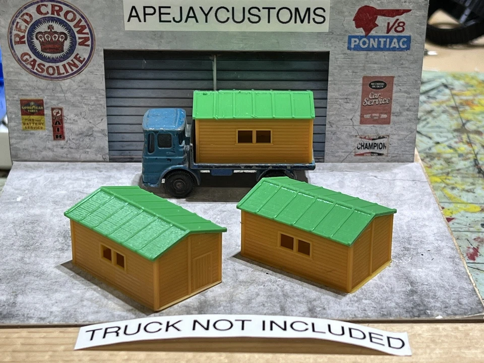 Vintage Matchbox Lesney No 60 Blue Site Hut Truck (2 HUTS ONLY) - Image 1 of 4