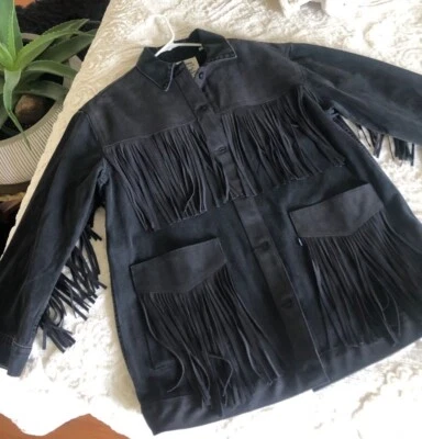 ABRIGO DE TAREAS DE MANEJADOR DE RANCHO HECHO Y HECHO A MANO POR LEVI'S CON FLECOS TALLA MED. NUEVO CON ETIQUETAS $598 Foto 1 de 4