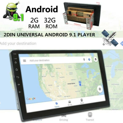 10.1'' Android 9.1 Car Stereo Radio GPS Navi 2DIN Head Unit Touch Screen 2+32G - Image 1 of 4