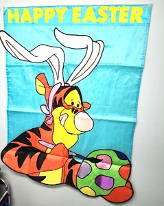 DISNEY WINNIE POOH TIGGER HAPPY EASTER BUNNY EARS YARD FLAG Banner 28.5in x 40in - Picture 1 of 4