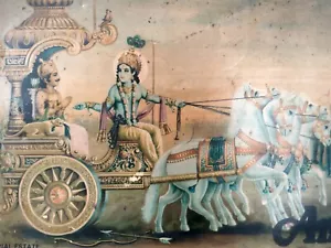 Vintage Tin Sign Mahabharat War Sean Krishna Sarathi Arjun Amit Metal Printers - Picture 1 of 8