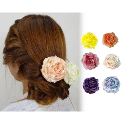 Ramillete Luculia Rosa Tamaño Pequeño Tela Alta Calidad Tela Pétalos Diseño Japonés Foto 1 de 4