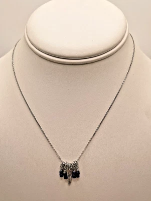 Banana Republic Silver Tone Feather Blue Seed Bead New w/ Tags 16" Necklace - Image 1 of 2