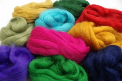 Merino Wool Tops Mixed Colours Roving Felting Spinning 100g pack Art and Crafts - Image 1 of 4