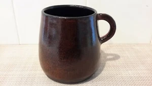 Hand Made Studio Art Pottery Ceramic Mug Cup Dark Brown Heavy EUC - Picture 1 of 11