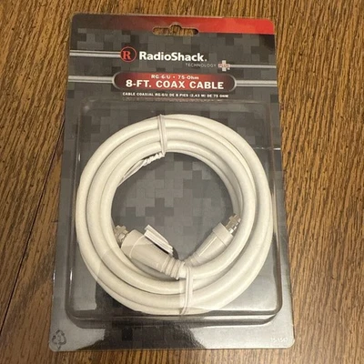 Radio Shack 8-FT (2.43M) Coax AV Cable TV Telephone Internet Data Video  Antenna - Image 1 of 2