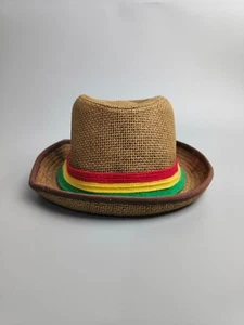 Rasta Straw Short Brim Fedora Panama Trilby Beach Hat By Element - Picture 1 of 7