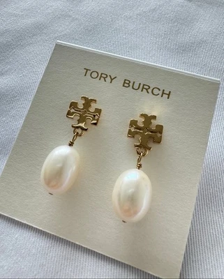 Pendientes colgantes de perlas Tory Burch Kira. Nuevo en tarjeta. Hermoso! Foto 1 de 4