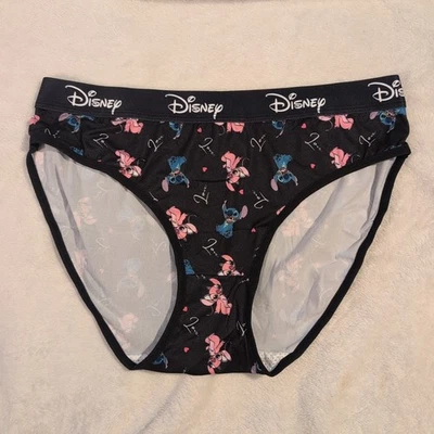 Women's Disney Lilo & Stitch Licensed Cute Cartoon Black Soft Logo Bikini Panty - Image 1 of 2