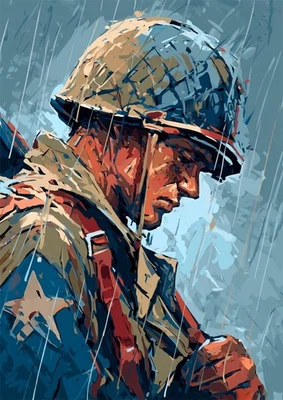 World War II Soldier  Art  Card 1/1 PaintOholic Signed ONE OF A KIND - Image 1 of 2