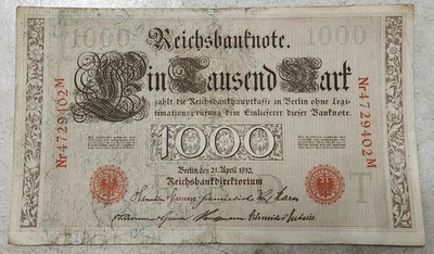 GERMANY 🇩🇪 1000 MARK BANKNOTE (APRIL 21, 1910 / P#44b) - Image 1 of 2