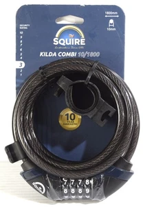 SQUIRE KILDA COMBI 10/1800 4 Number Combination Bike Cable Lock & Bracket - NEW - Picture 1 of 8