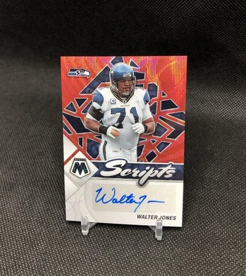 2022 Mosaic Walter Jones “SCRIPTS” AUTO /10 RED WAVE PRIZM SSP No. S-WJ HOF 🐐 - Image 1 of 4