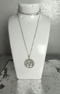 Diamonique Sterling Silver Rodium Plated Pendant And Chain (Length 28ins) - Picture 1 of 6