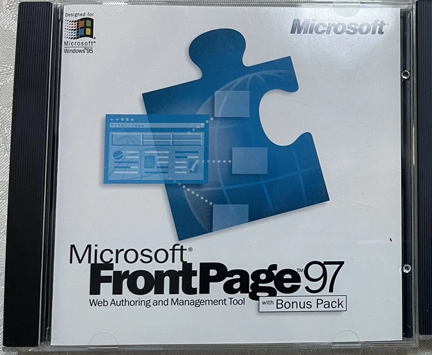 Microsoft FrontPage 97 for Windows 95 Web Authoring & Management CD-ROM w CD Key - Image 1 of 1