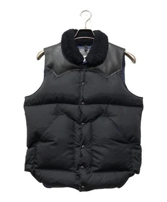 BEAMS      × RockyMountainFeatherBed              Leather switch down vest black - Image 1 of 4