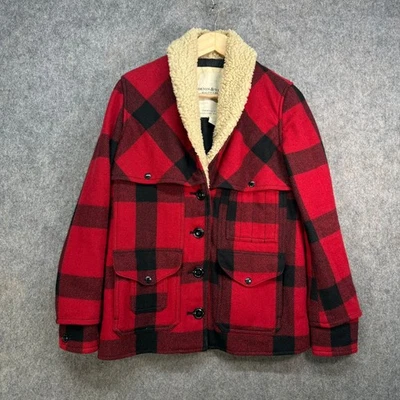 Denim & Supply Ralph Lauren Jacket Mens S Red Black Wool Blend Plaid Shawl VTG - Image 1 of 4