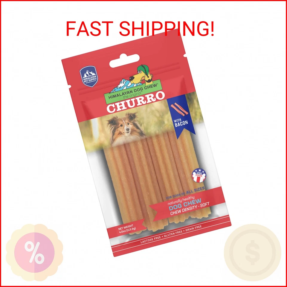 Himalayan Pet Supply Yaky Churro Bacon Flavor Naturally Healthy 4 Sticks 4oz