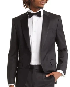 Esmoquin negro Hugo Boss H-Huge 100 % lana virgen, talla 36 S corto - nuevo sin etiquetas - Imagen 1 de 16