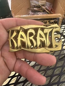 VINTAGE Old Karate Fighting Sport Belt Buckle  Cool Gold Colored  Free Shipping - Picture 1 of 14