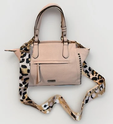 Woman’s Pink Jessica Simpson purse With Leopard Print Crossbody Strap. - Image 1 of 4