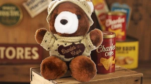 Vintage Charles Chips Teddy Bear - Promotional Plush with Embroidered Sweater - Picture 1 of 2