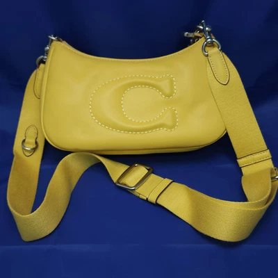 Coach CJ608 Teri Yellow Leather Shoulder Bag With Signature Quilting Crossbody - Image 1 of 4