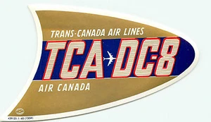 TRANS CANADA AIRLINES VINTAGE DC-8  LUGGAGE LABEL - Picture 1 of 1