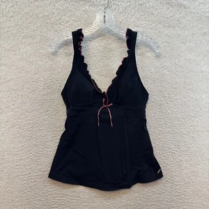 Y2K Vintage Tankini Swim Top 12 Large Black Bikini Swimsuit Bathing Suit - Picture 1 of 9