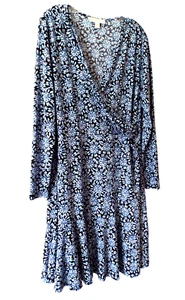 ***MICHAEL KORS Sz 1X jewel print DRESS navy white!! - Picture 1 of 5