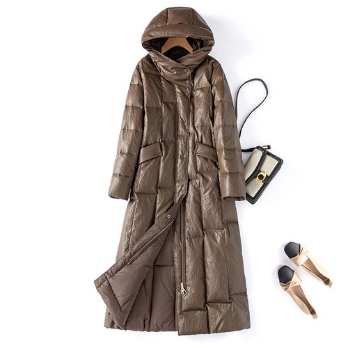 OFF WHITE Piumino donna con cappuccio caldo piumino sopra il ginocchio lungo soprabito moda invernale