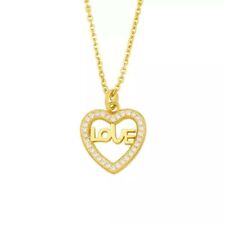 Diane Lo'ren 14k Gold Plated Love Heart Yellow Gold Necklace Pendant