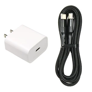 Cargador de pared rápido de 20 W con cable trenzado USB-C de 39" para iPhone 15 Samsung Google - Imagen 1 de 7