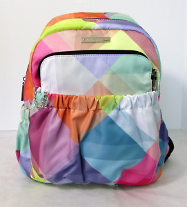 Betsey Johnson Backpack & Pouch School Travel Bag Rainbow Geometric NWT